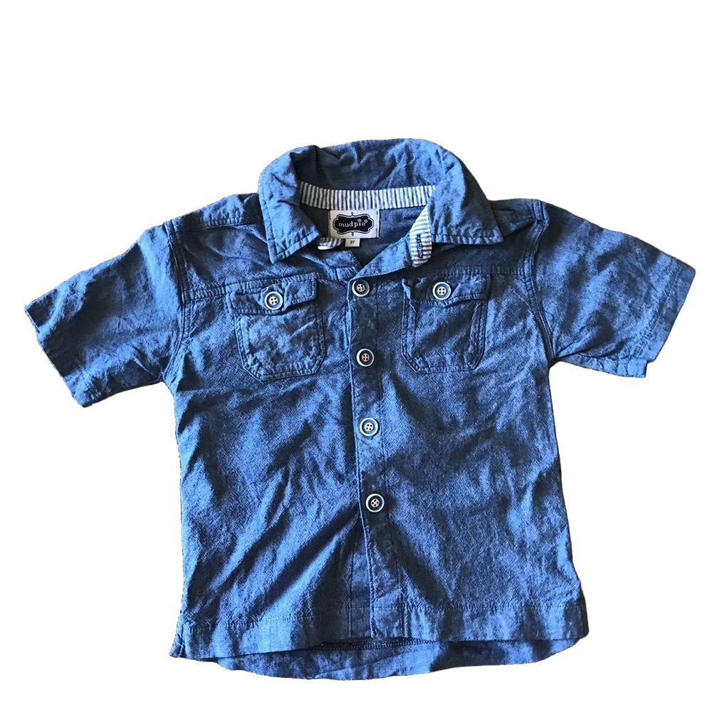 Mud Pie Boys Short Sleeve Button-Up Shirt (Size 3T)
